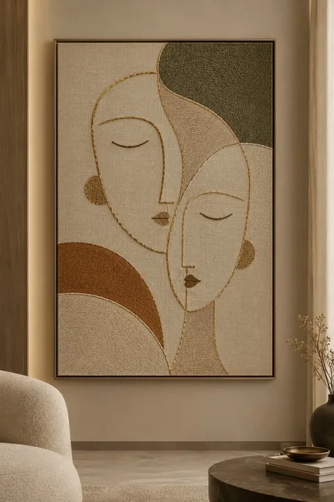 Abstract embroidered textile artwork