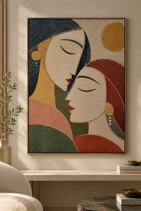 Abstract embroidered textile artwork