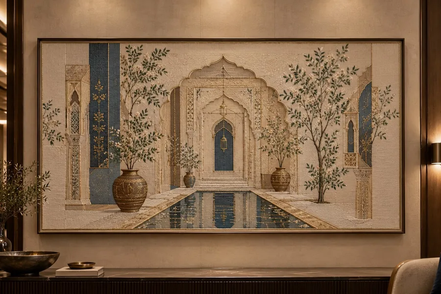 Contemporary embroidered landscape artwork