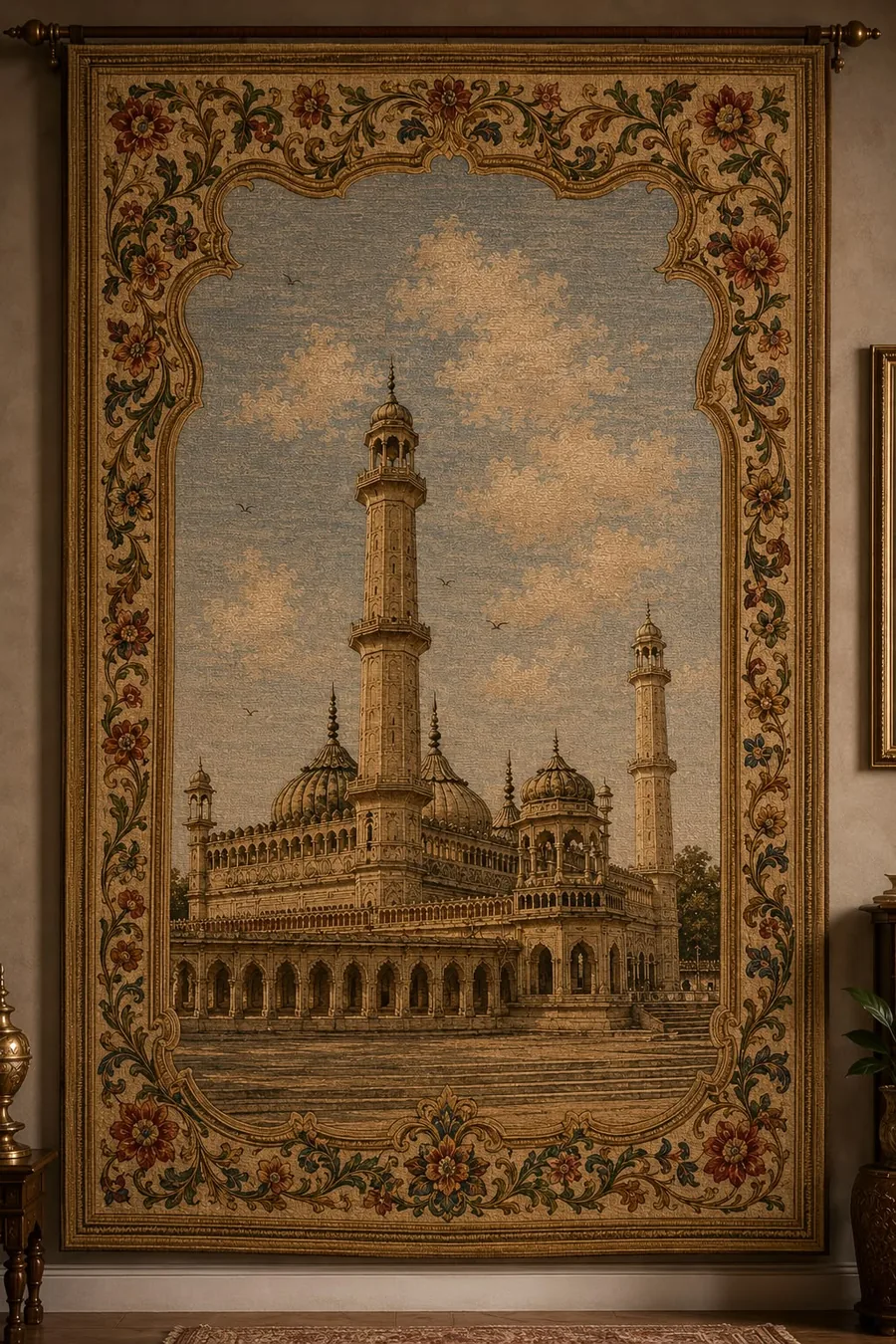 Detail of an ornate embroidered heritage textile